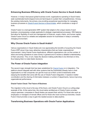 enhancing business efficiency with oracle fusion