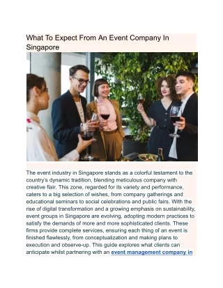 What To Expect From An Event Company In Singapore