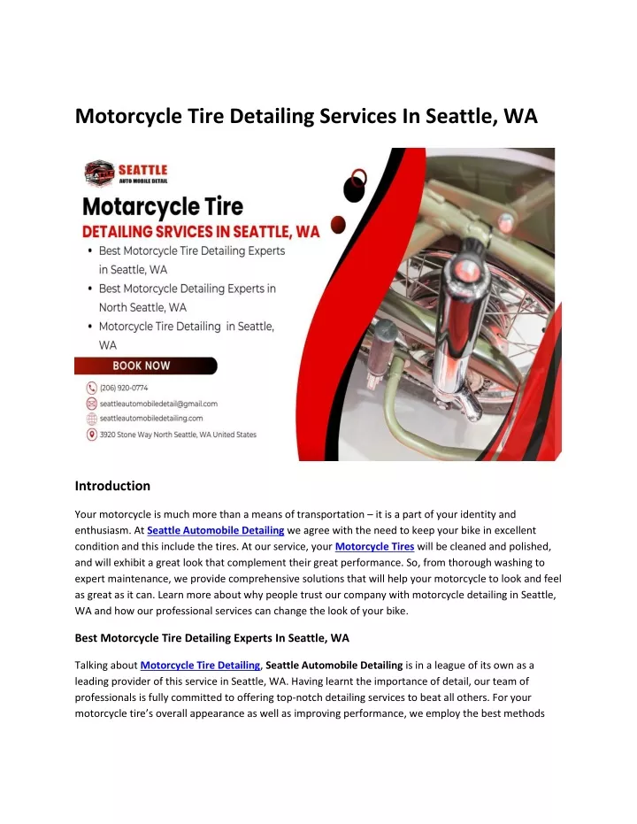 motorcycle tire detailing services in seattle wa