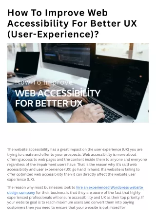 how to improve web accessibility for better