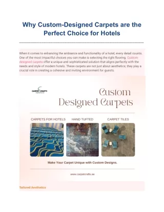 why custom designed carpets perfect choise for hotels