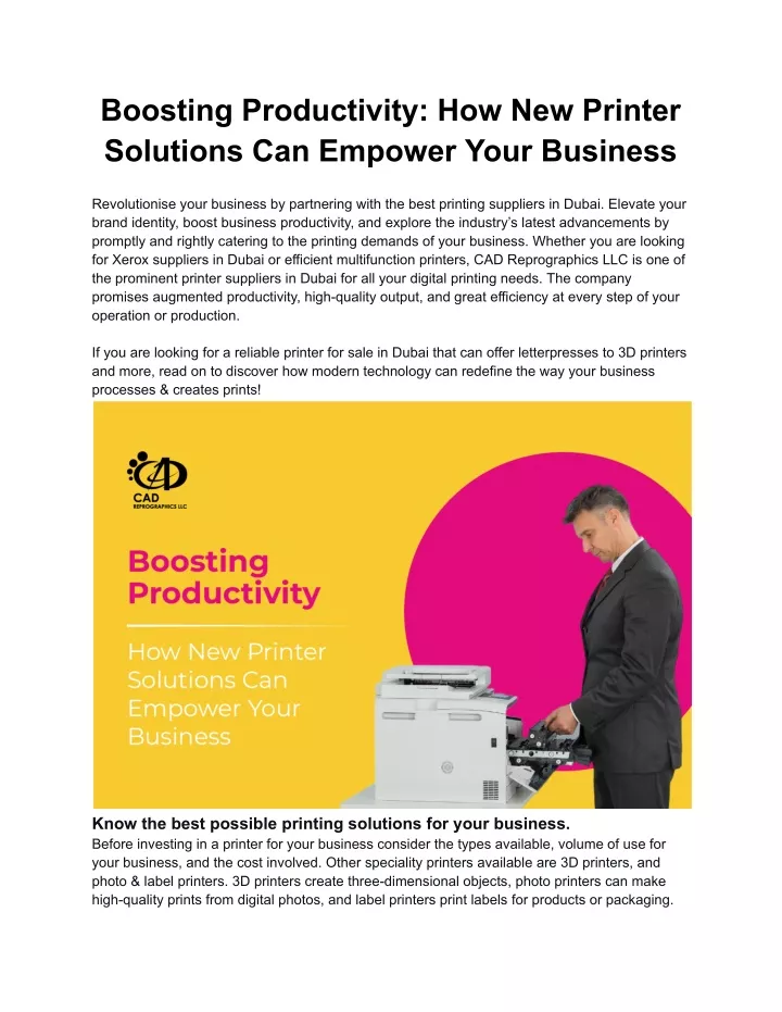 boosting productivity how new printer solutions