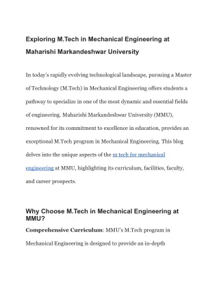 m tech for mechanical engineering