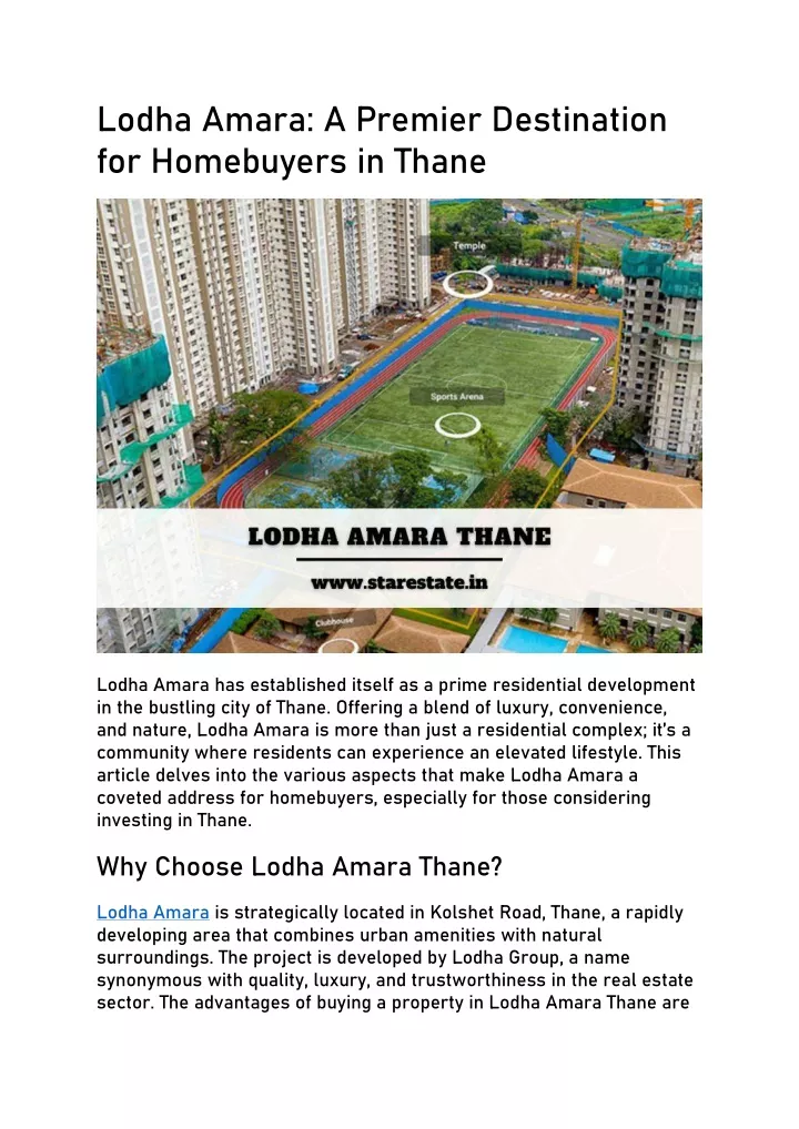 lodha amara a premier destination for homebuyers