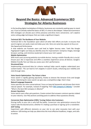 Beyond the Basics- Advanced Ecommerce SEO Strategies for Atlanta Businesses