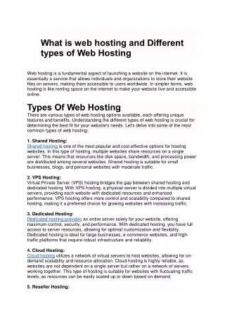 what is web hosting and different types