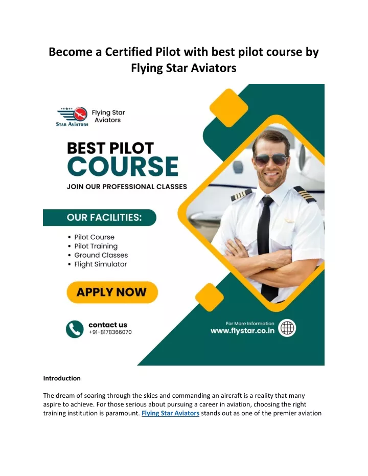 become a certified pilot with best pilot course