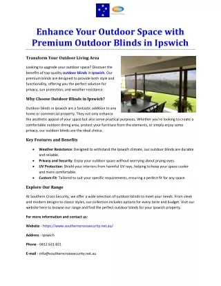 Enhance Your Outdoor Space with Premium Outdoor Blinds in Ipswich