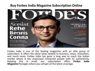 Forbes India Magazine Subscription