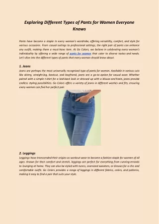 exploring different types of pants for women