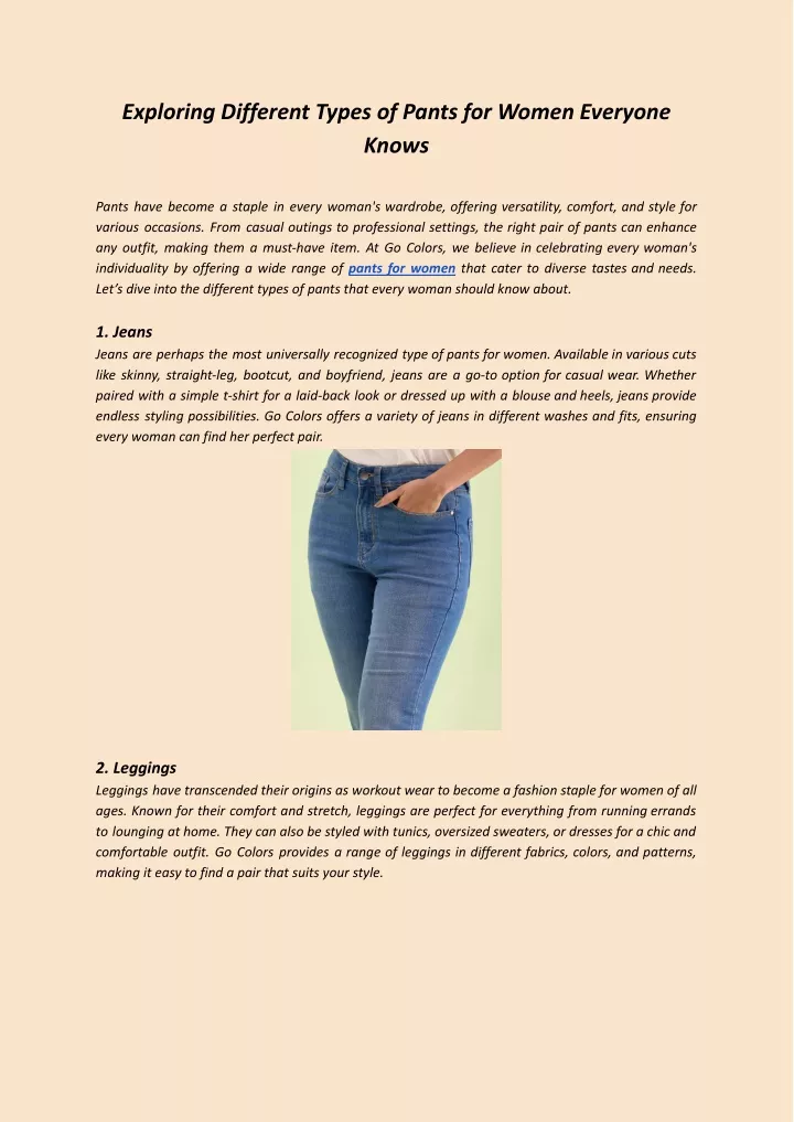 exploring different types of pants for women