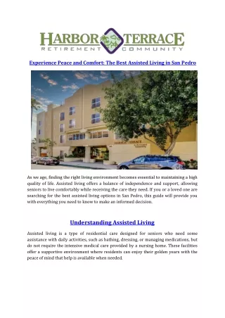 Discover Serene Assisted Living in San Pedro