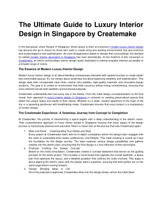 The Ultimate Guide to Luxury Interior Design in Singapore by Createmake