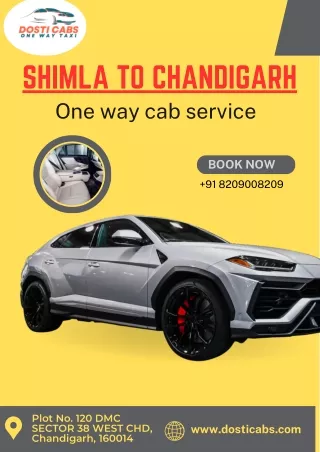 Shimla to Chandigarh one way cab service