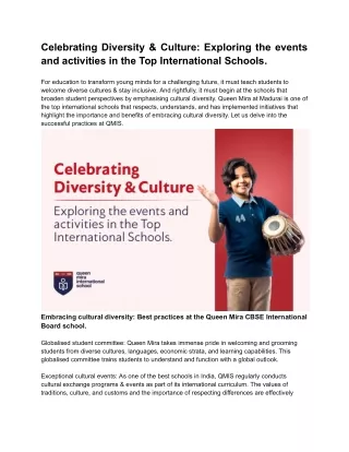 Celebrating Diversity & Culture_ Exploring the events and activities in the Top International Schools