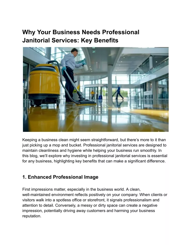 why your business needs professional janitorial