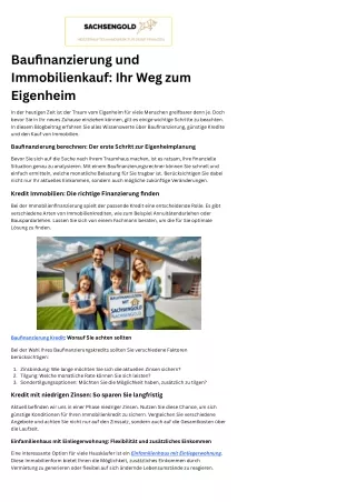 baufinanzierung und immobilienkauf