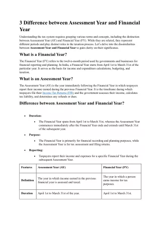 3 difference between assessment year