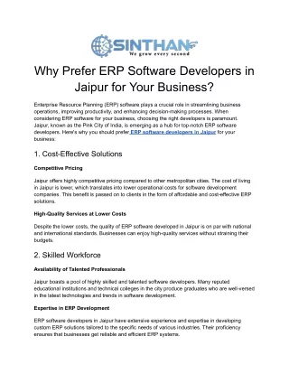 Why Prefer ERP Software Developers in Jaipur for Your Business_