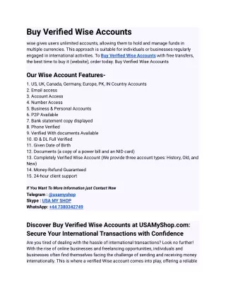 Easily You Do Buy Verified TransferWise Account in 2024