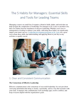 the 5 habits for managers essential skills