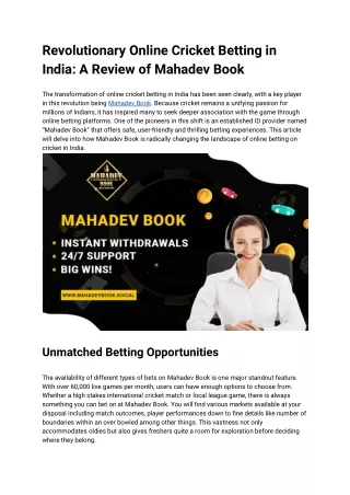 Revolutionary Online Cricket Betting in India_ A Review of Mahadev Book