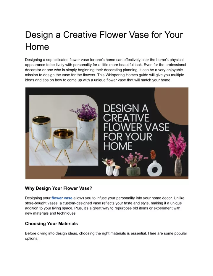 design a creative flower vase for your home