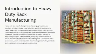 Introduction to Heavy duty Rack Manufacturers