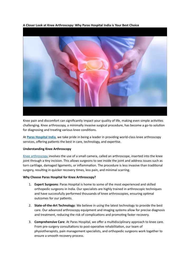 a closer look at knee arthroscopy why paras