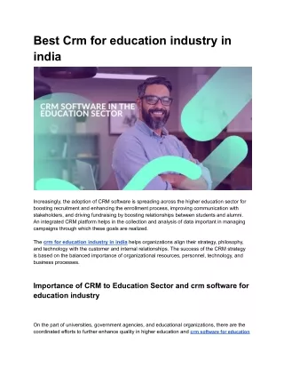 Best Crm for education industry in india