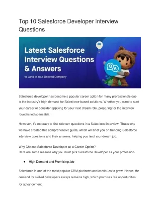 Top 10 Salesforce Developer Interview Questions