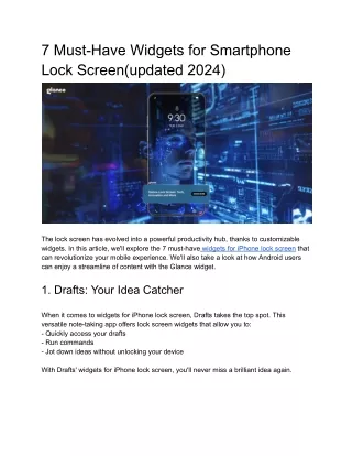 7 must have widgets for smartphone lock screen