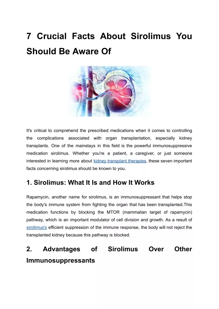 7 crucial facts about sirolimus you