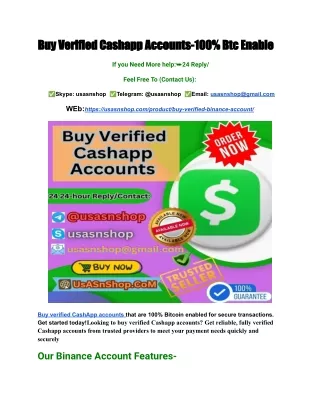 Buy Verified Cashapp Accounts-100% Btc Enabled