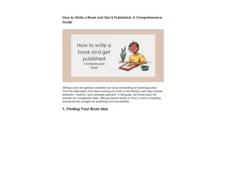 How to Write a Book and Get It Published A Comprehensive Guide