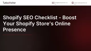 Shopify SEO Checklist - Boost Your Shopify Store’s Online Presence