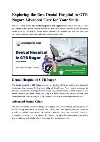 Dental Hospital in GTB Nagar - Advanced Dental Clinic