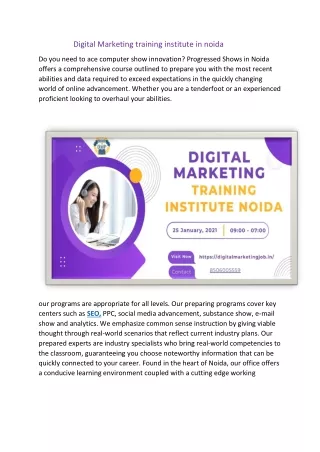 Digital Marketing training institute in noida