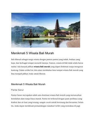 Menikmati 5 Wisata Bali Murah