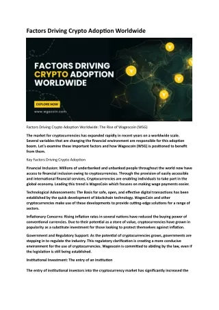 Factors Driving Crypto Adoption Worldwide