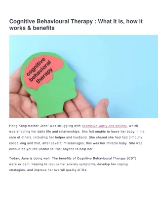 Cognitive Behavioural Therapy  What it is, how it works & benefits