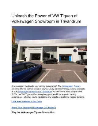 Unleash the Power of VW Tiguan at Volkswagen Showroom in Trivandrum