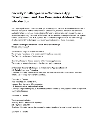 Security Challenges in mCommerce App Development and How Companies Address Them