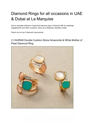 Diamond Rings for all occasions in UAE & Dubai | La Marquise