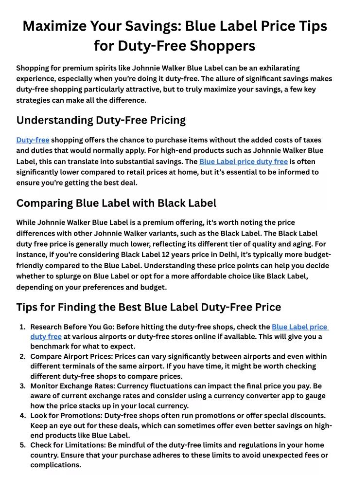 PPT Maximize Your Savings Blue Label Price Tips for DutyFree