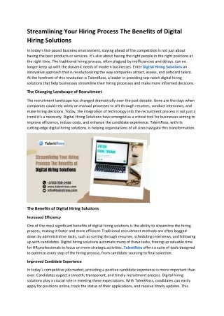 Streamlining Your Hiring Process The Benefits of Digital Hiring Solutions