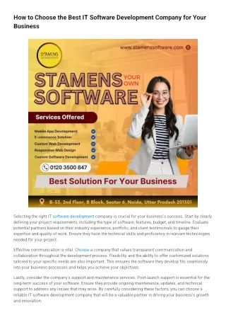 how to choose the best it software development