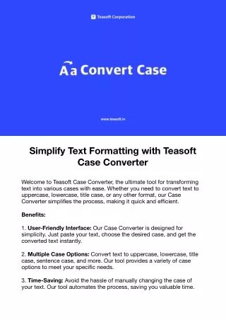 Simplify Text Formatting with Teasoft Convert Case ConverterConvert Case