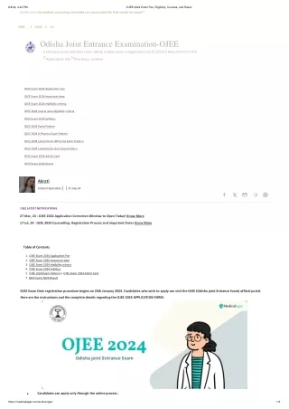 OJEE 2024 Exam Fee, Eligibility, Courses, and Result