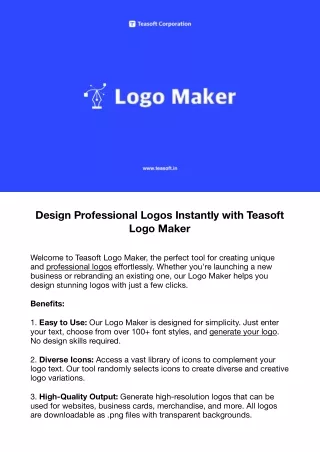 Design Professional Logos Instantly with Teasoft Logo Maker